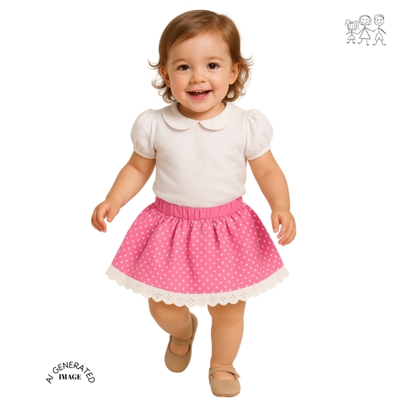 Disney Other - DISNEY BABY EYELET RUFFLE PINK POLKADOT SKORT 12 MOS